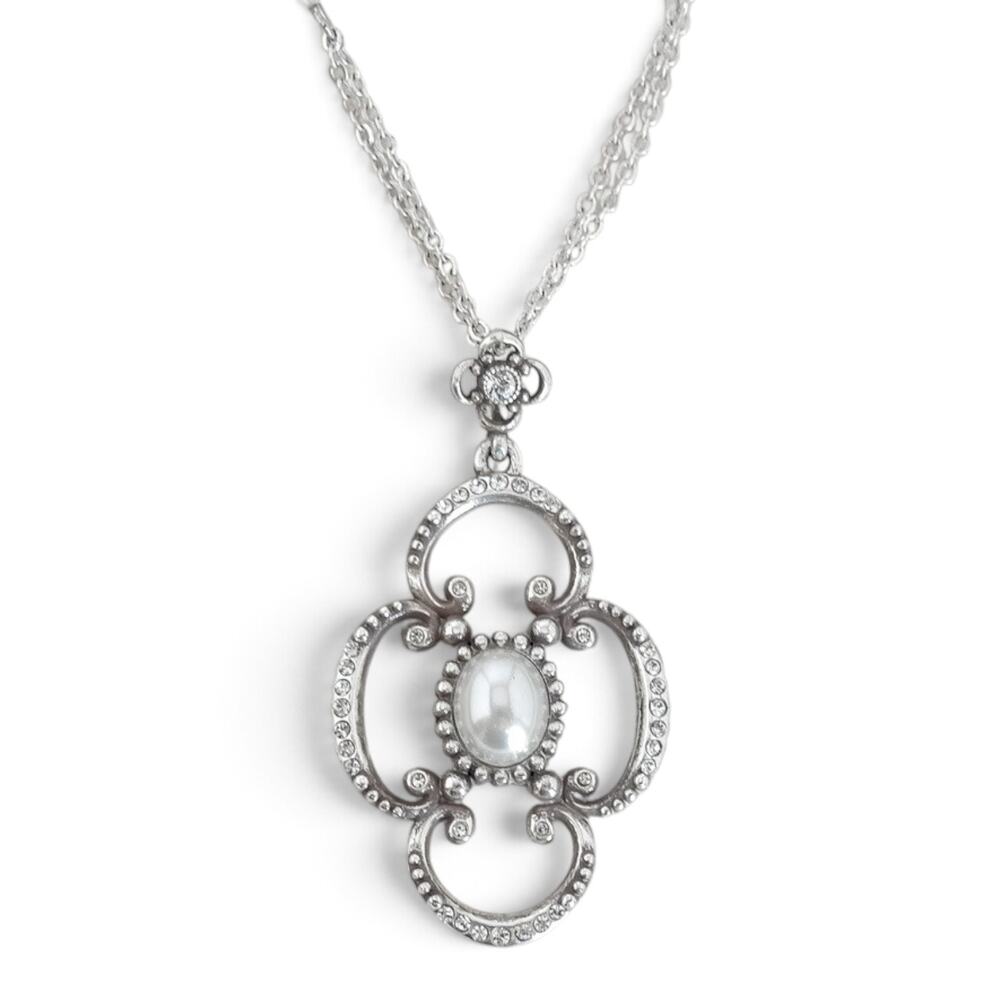 Brighton Bellissima Faux Pearl Pendant Necklace Crystal Accents Retired
